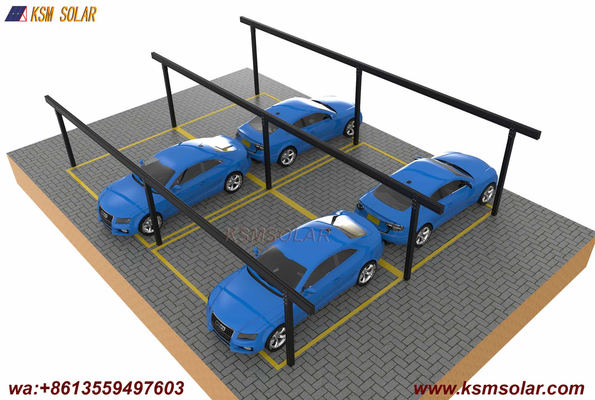 Aluminum Single-Slope Double-Row Photovoltaic Carport