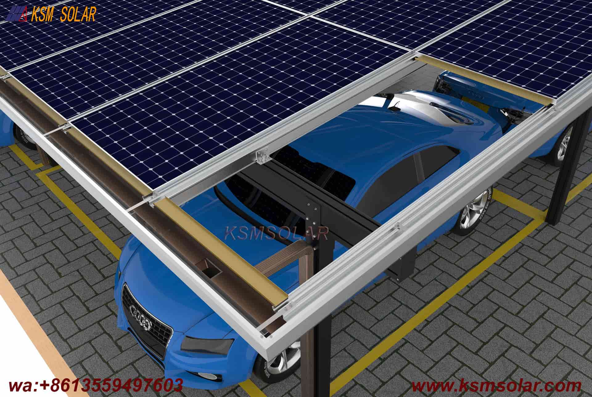 Aluminum Single-Slope Double-Row Photovoltaic Carport