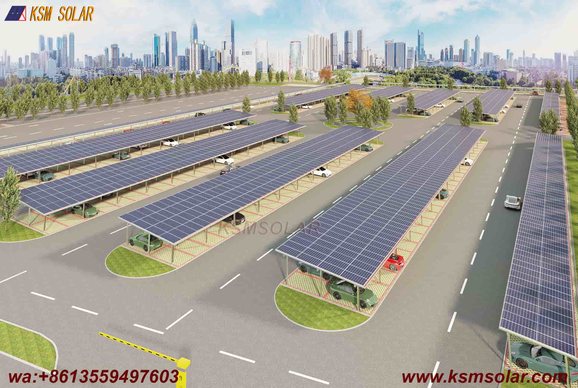 Aluminum Single-Slope Double-Row Photovoltaic Carport
