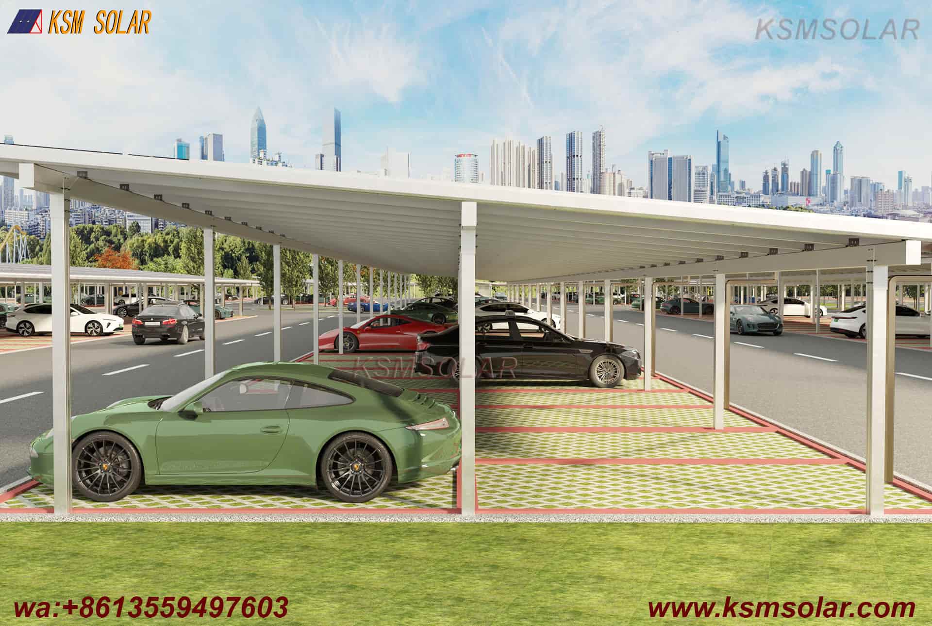 Aluminum Single-Slope Double-Row Photovoltaic Carport