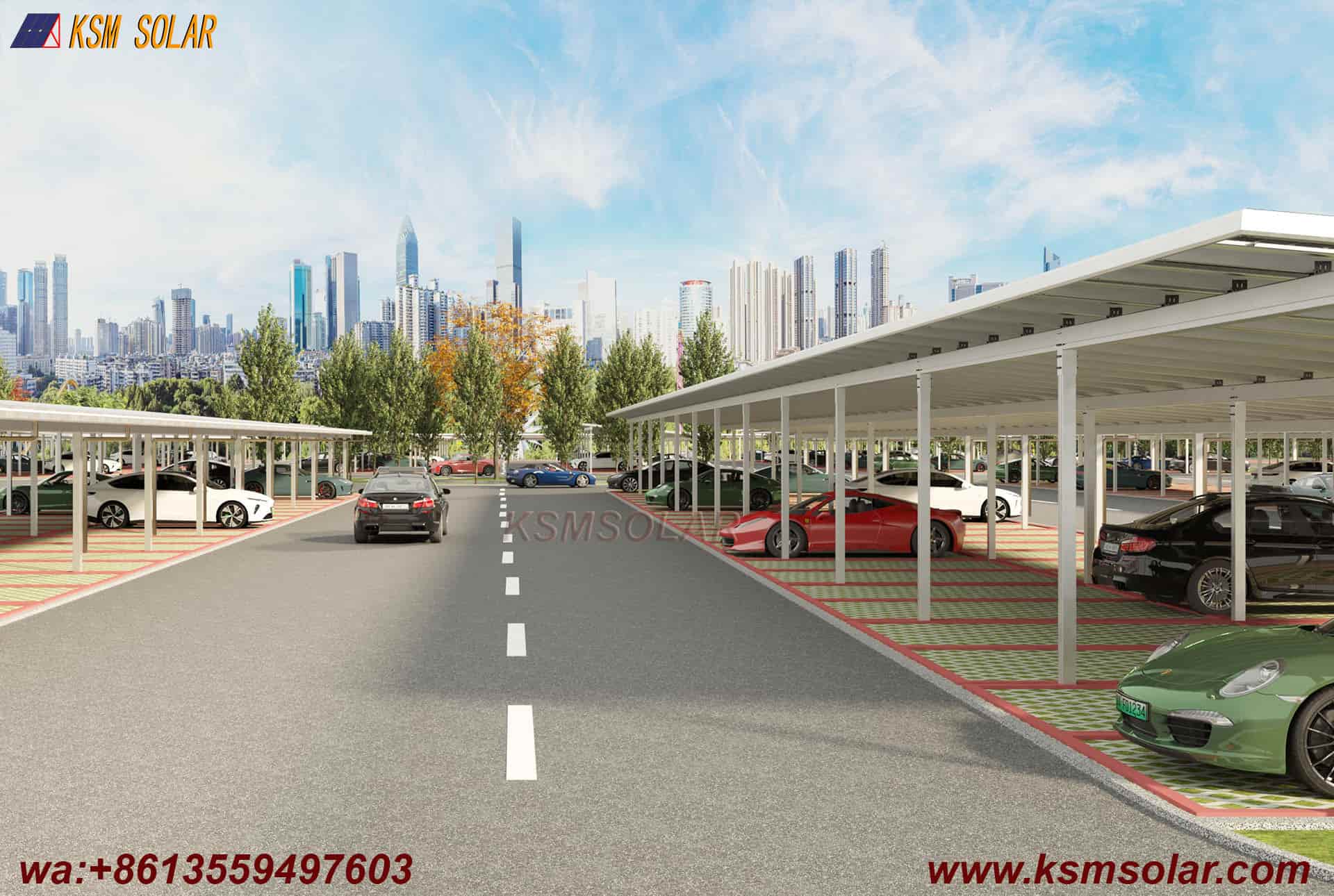 Aluminum Single-Slope Double-Row Photovoltaic Carport