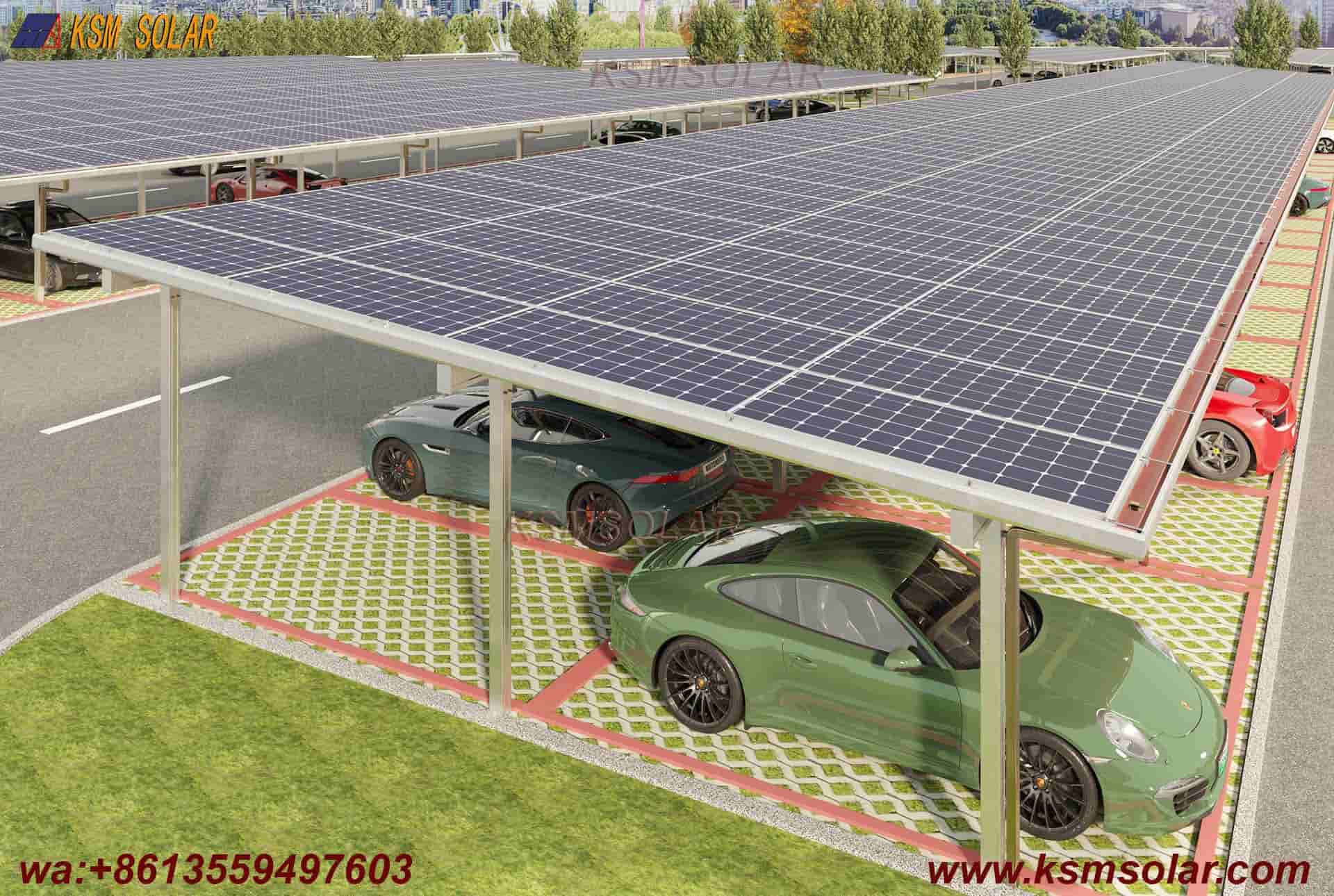 Aluminum Single-Slope Double-Row Photovoltaic Carport