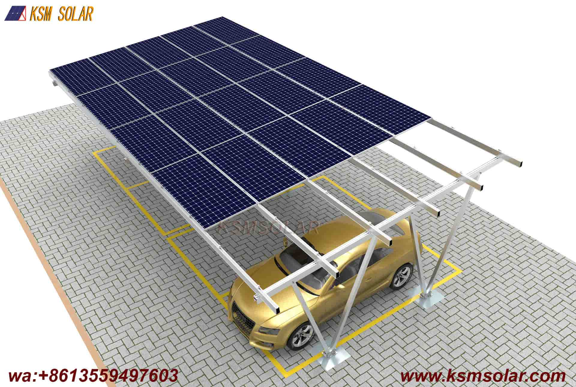 Aluminum W-Shape Structure Photovoltaic Carport