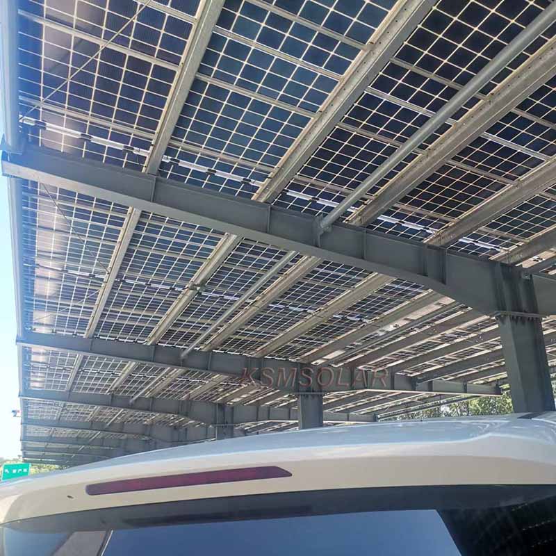 300kW Carbon Steel Single-Column PV Carport In Zhejiang 