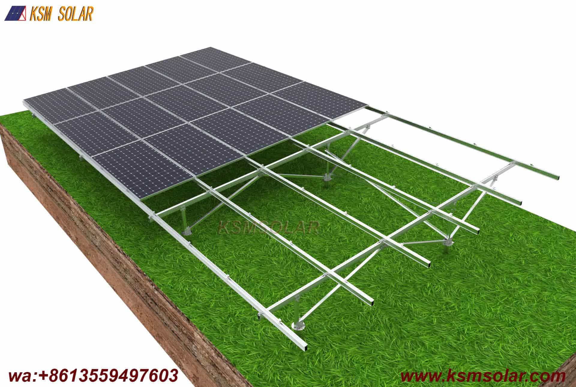 Aluminum photovoltaic ground mounting system
