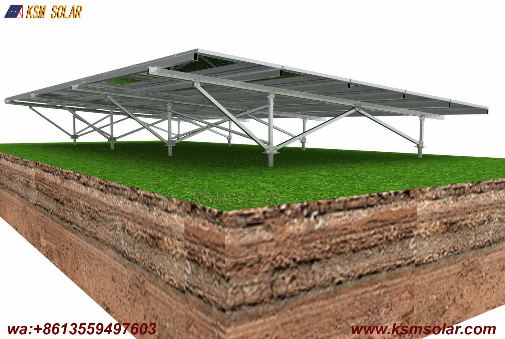 Aluminum photovoltaic ground mounting system