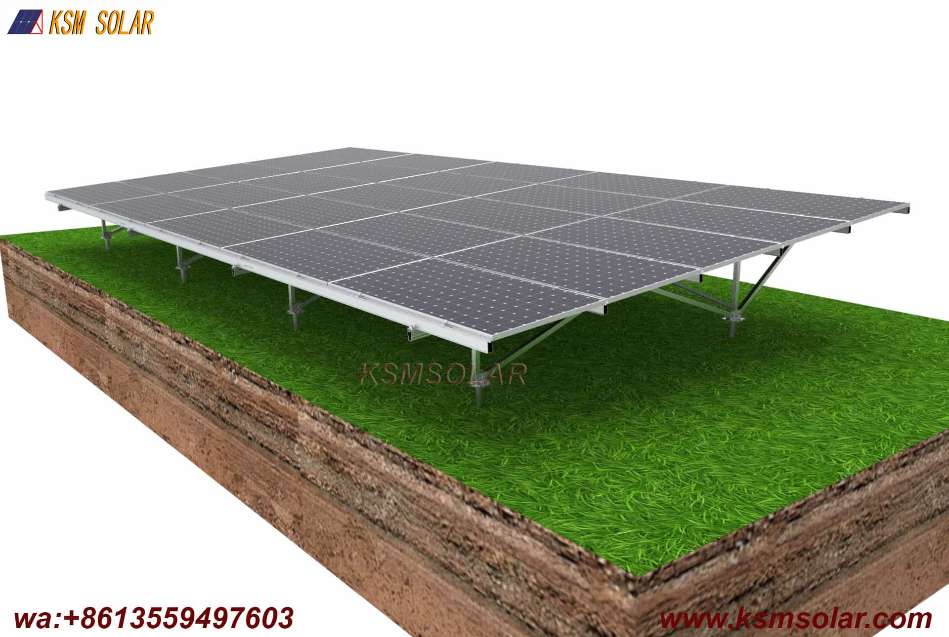 Aluminum photovoltaic ground mounting system