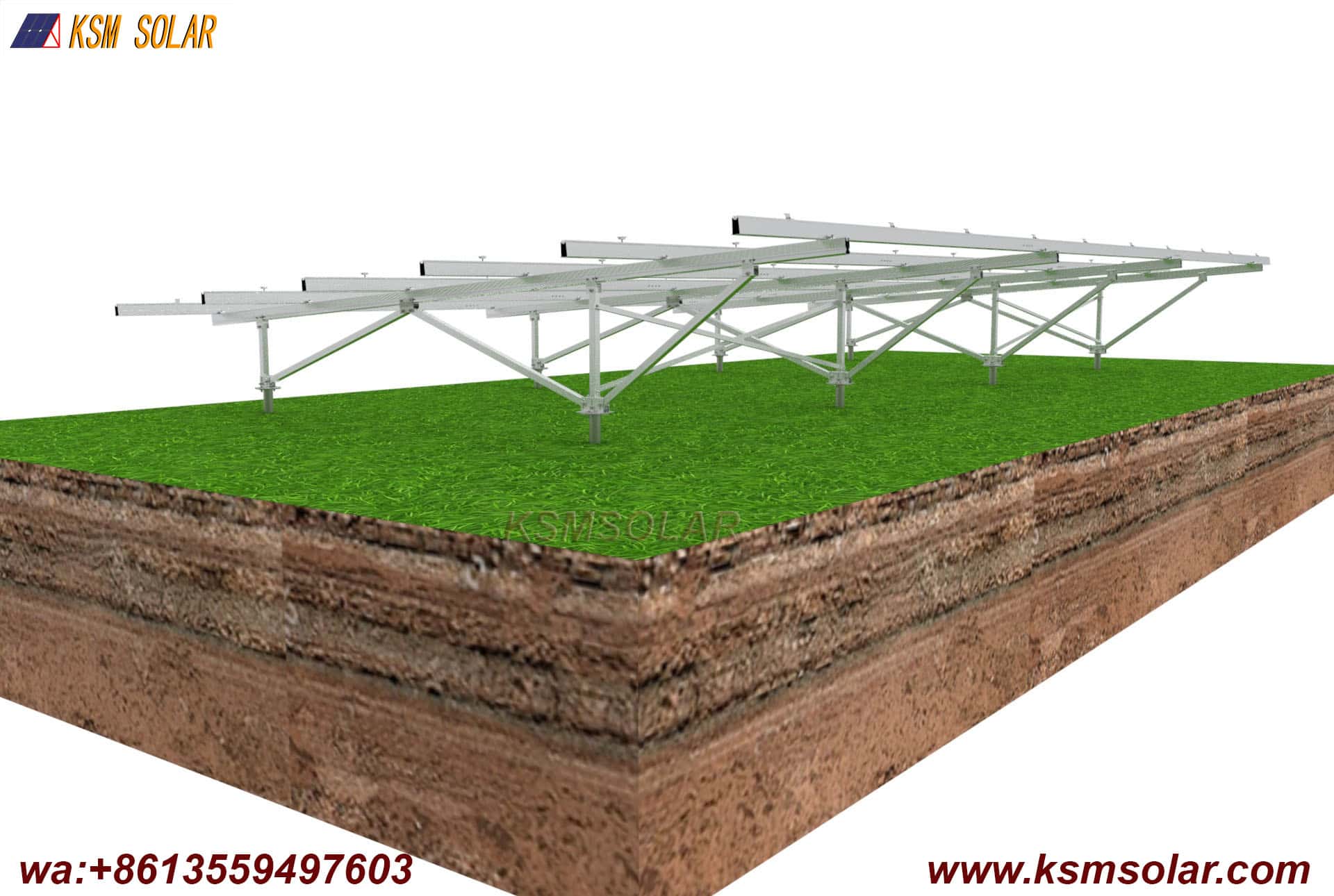 Aluminum photovoltaic ground mounting system