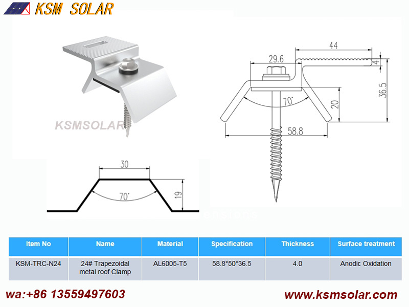 Trapezoidal metal roof Clamps