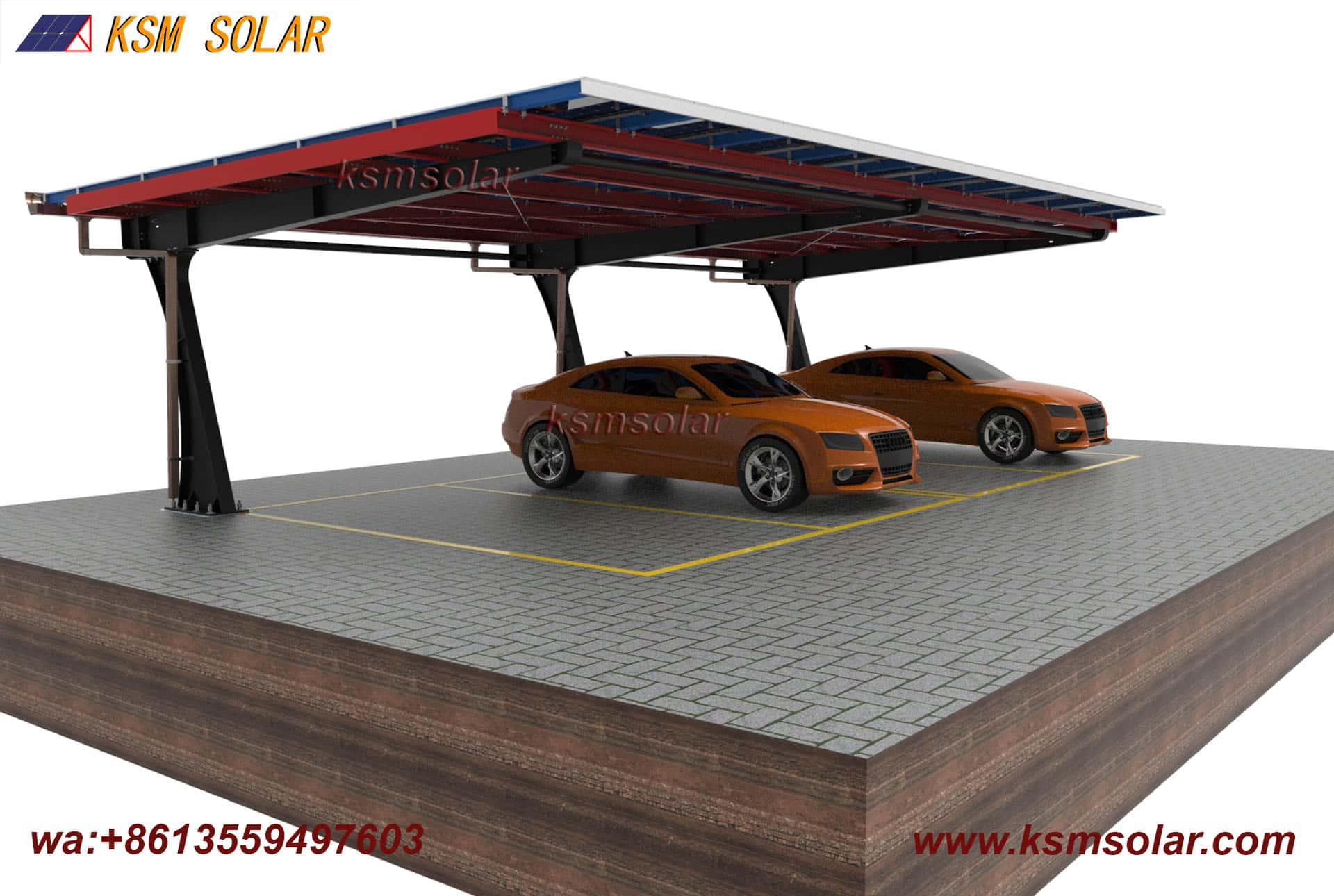 Carbon Steel Single Column Waterproof PV Carport