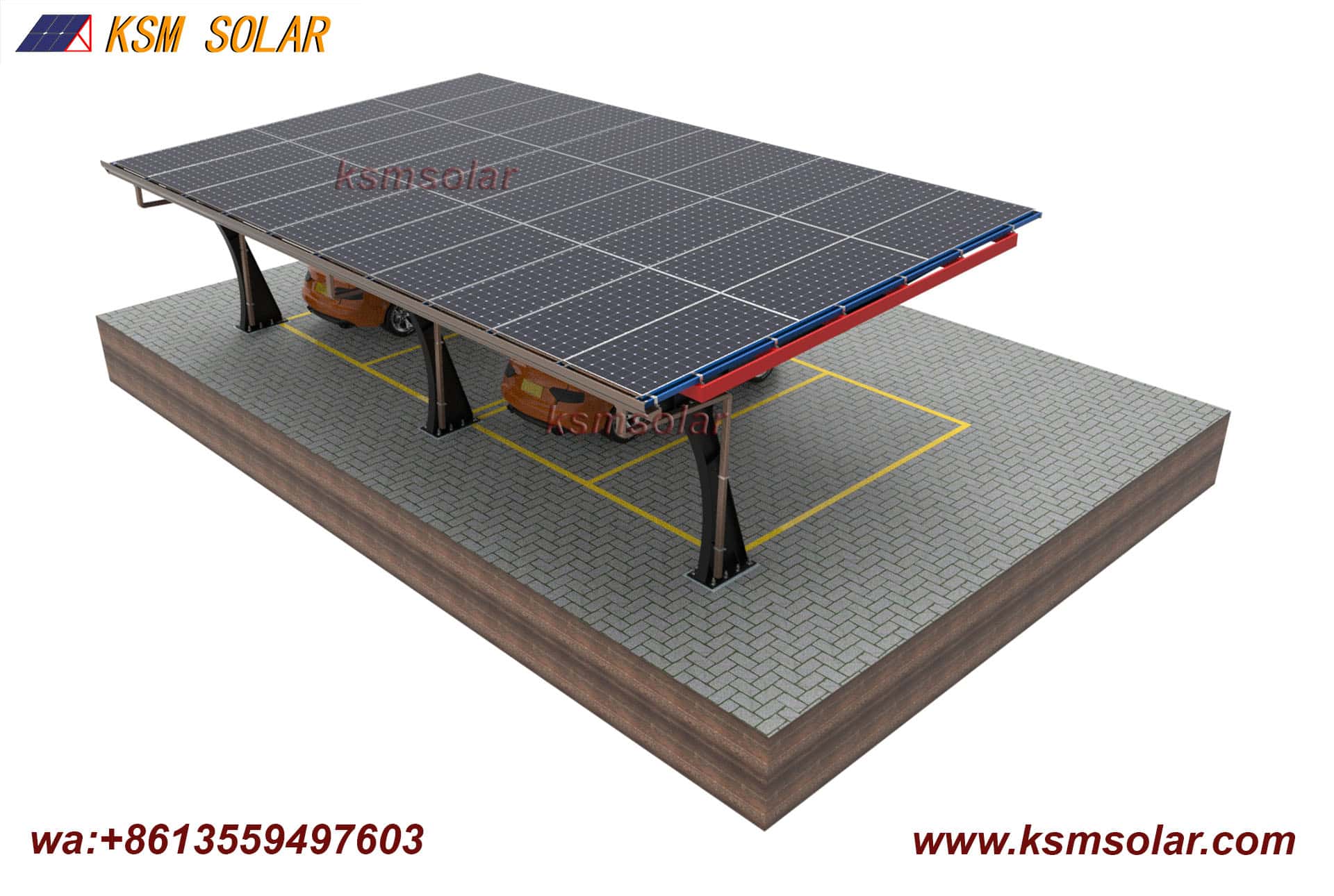 Carbon Steel Single Column Waterproof PV Carport