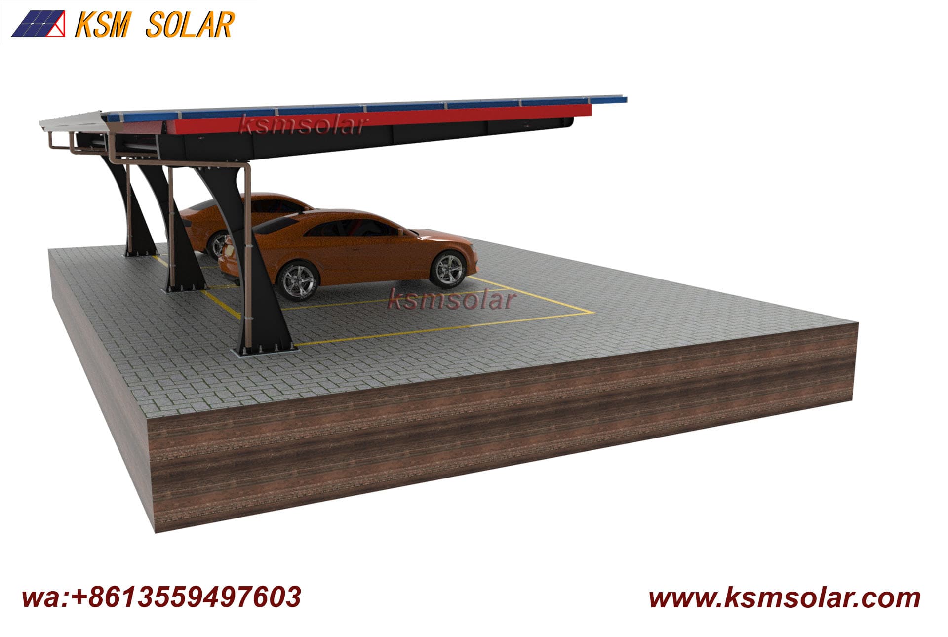 Carbon Steel Single Column Waterproof PV Carport